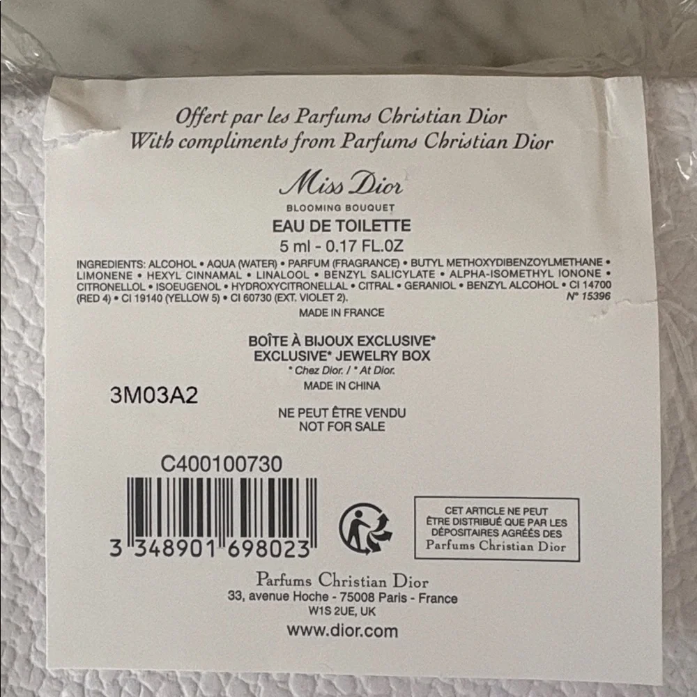 NEW Limited Edition Exclusive Dior Gift Jewelry Box & Miss Dior Eau de Toilette - Picture 4 of 5